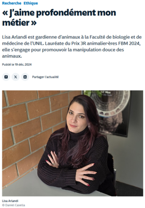 Lisa Arlandi, Mitarbeiterin Tierhaltung der UNIL, 3R-Preisträgerin